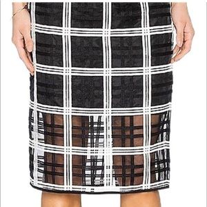 Milly checkered black white midi skirt